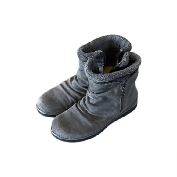 BareTraps Shoes - BareTraps Gray Suede Leather Faux Fur Larkspur Women’s Ankle Boots 7M
